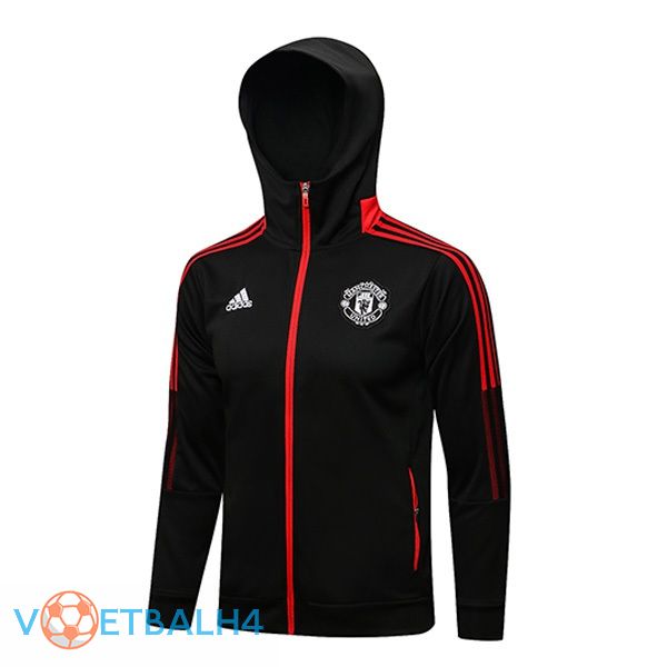 Manchester United trainingsjack Hoodie zwart 2021/2022