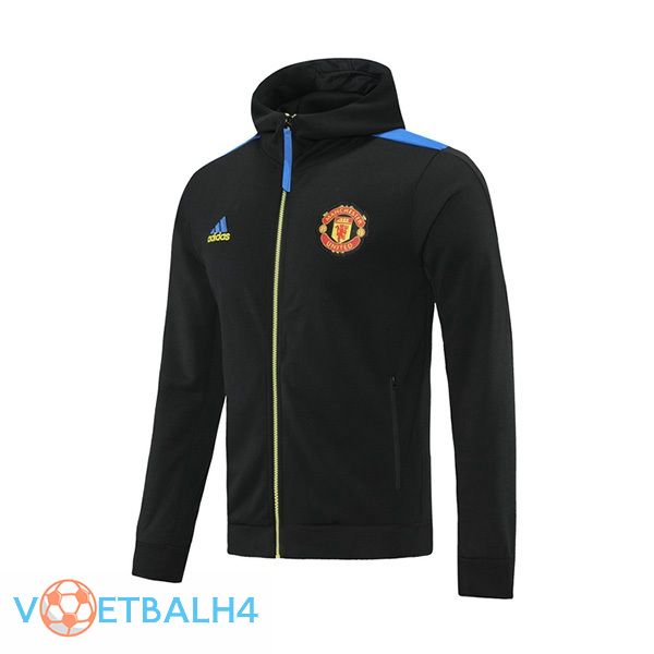 Manchester United trainingsjack Hoodie zwart 2021/2022