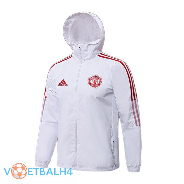 Manchester United trainingsjack Hoodie wit 2021/2022