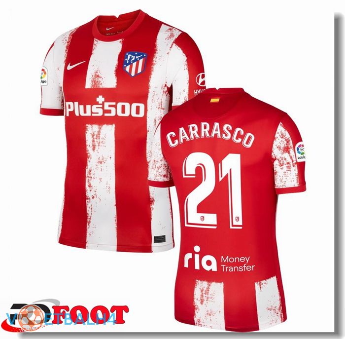 Atletico Madrid (CARRASCO 21) thuis jersey rood/wit 2021/2022