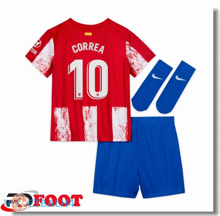 Atletico Madrid (CORREA 10) kinderen thuis jersey rood/wit 2021/2022