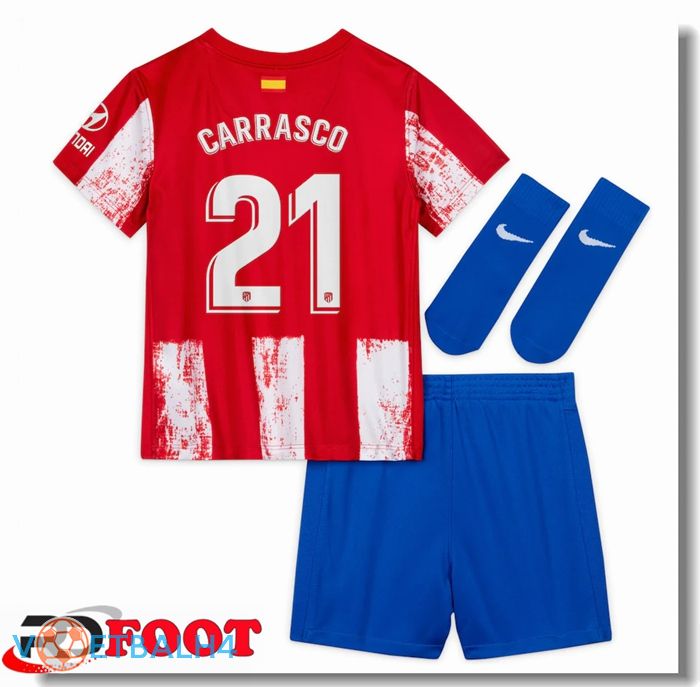 Atletico Madrid (CARRASCO 21) kinderen thuis jersey rood/wit 2021/2022