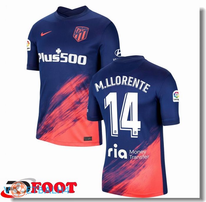 Atletico Madrid (M.LLORENTE 14) uit jersey blauw Marine 2021/2022