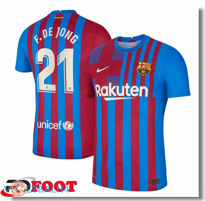 FC Barcelona (F. De Jong 21) thuis jersey rood/blauw 2021/2022