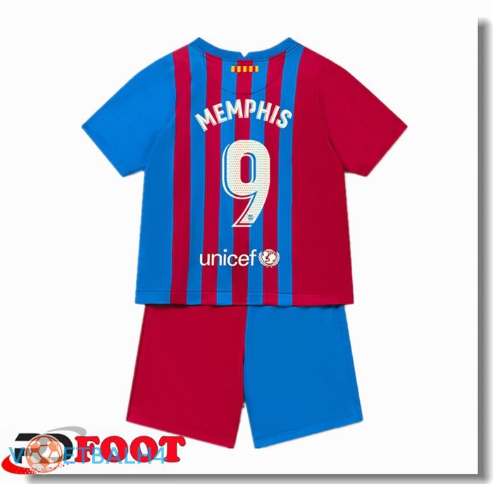 FC Barcelona (MEMPHIS 9) kinderen thuis jersey rood/blauw 2021/2022