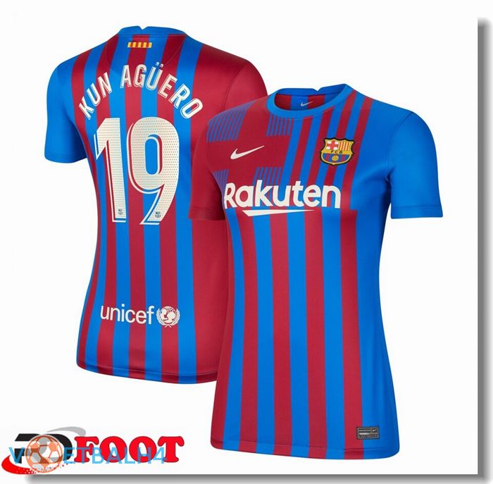 FC Barcelona (KUN AGUERO 19) Dames thuis jersey rood/blauw 2021/2022