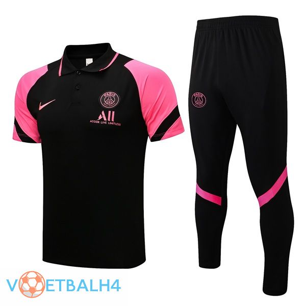 Paris PSG Polo Shirt + broek zwart Rose 2021/2022