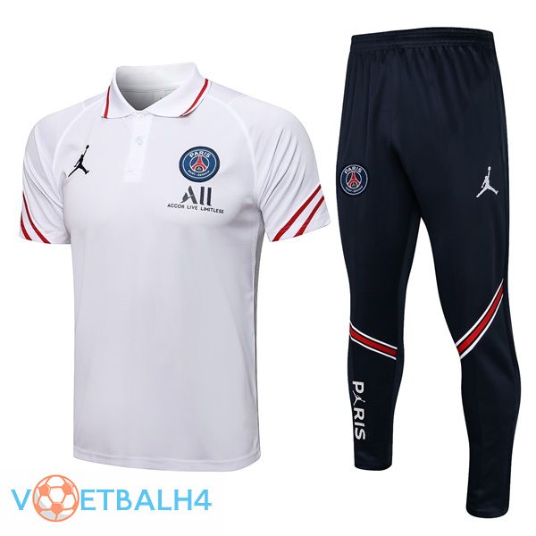 Jordan PSG Polo Shirt + broek wit 2021/2022