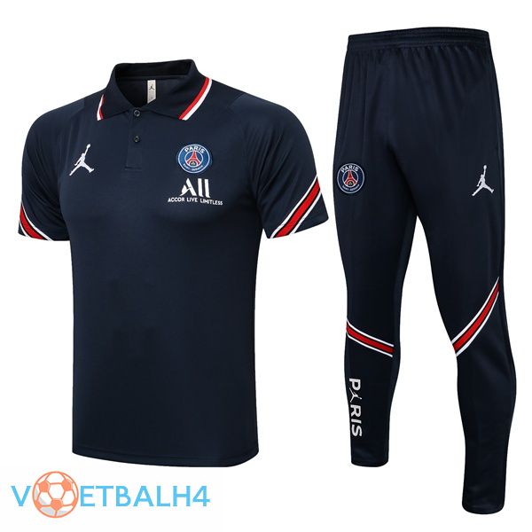 Paris PSG Polo Shirt + broek blauw koninklijk 2021/2022