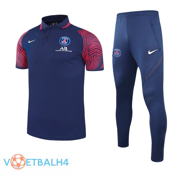 Paris PSG Polo Shirt + broek blauw koninklijk 2021/2022