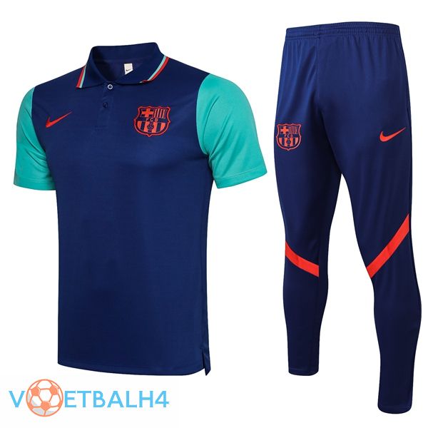 FC Barcelona Polo Shirt + broek blauw 2021/2022