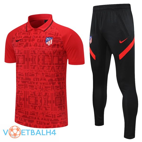 Atletico Madrid Polo Shirt + broek rood 2021/2022