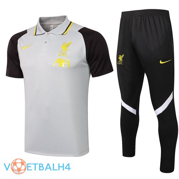 FC Liverpool Polo Shirt + broek grijs zwart 2021/2022