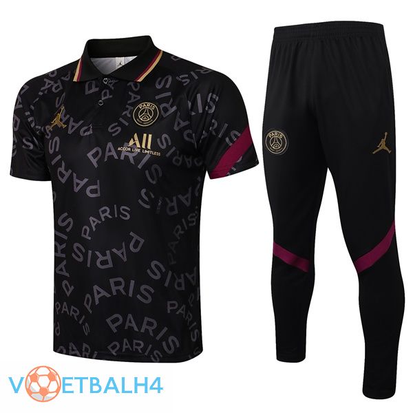 Paris PSG Polo Shirt + broek zwart 2021/2022