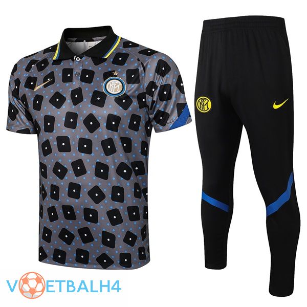 Inter Milan Polo Shirt + broek grijs zwart 2021/2022