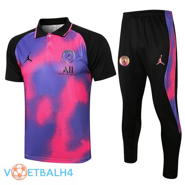 Paris PSG Polo Shirt + broek paars zwart 2021/2022