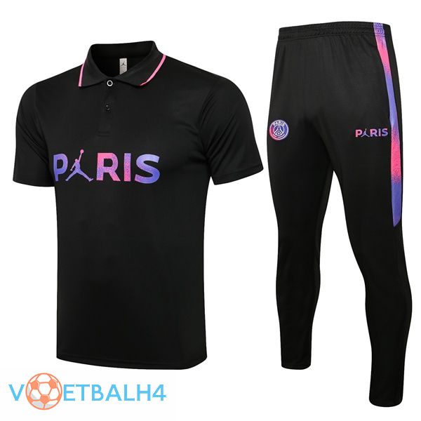 Paris PSG Polo Shirt + broek zwart paars 2021/2022