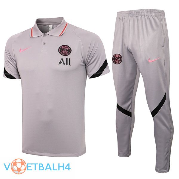 Paris PSG Polo Shirt + broek grijs 2021/2022