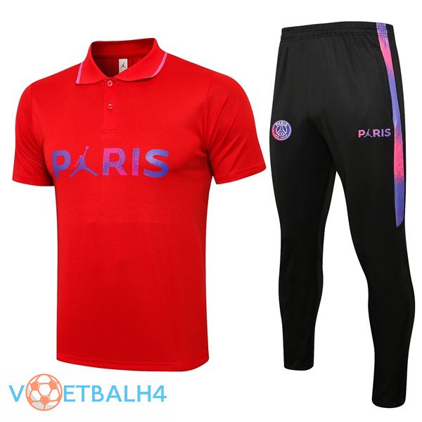 Paris PSG Polo Shirt + broek rood 2021/2022