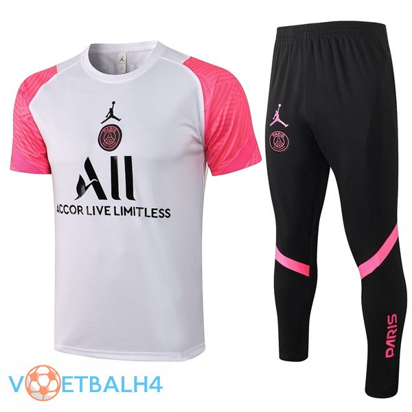 Paris PSG Jordan Training T Shirt + broek wit Rose 2021/2022