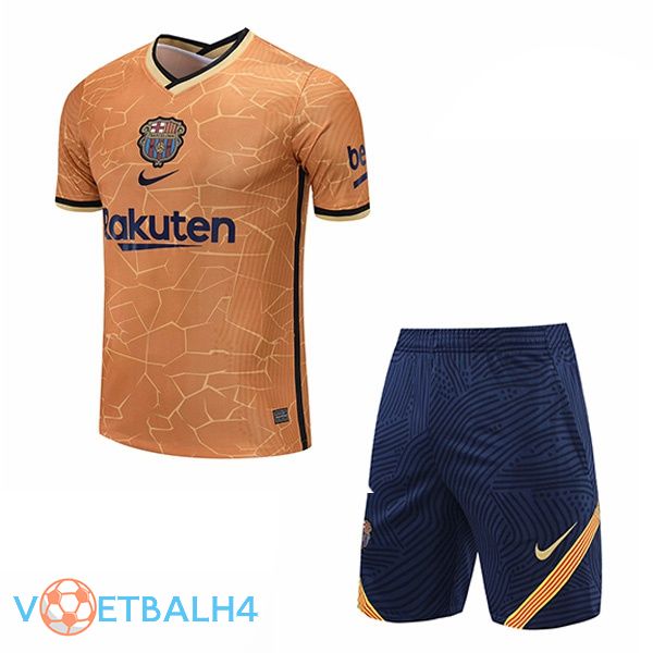 FC Barcelona Training T Shirt + korte broek geel 2021/2022