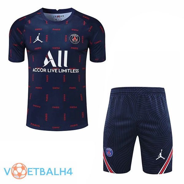 Paris PSG Training T Shirt + korte broek blauw 2021/2022