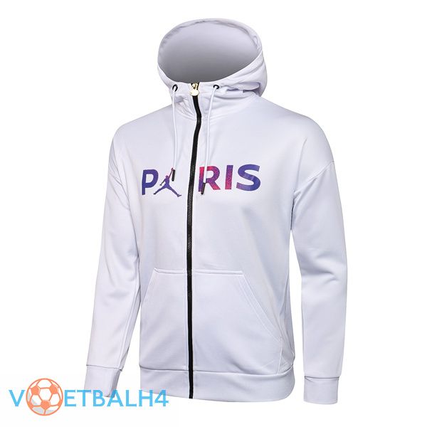 Jordan PSG trainingsjack Hoodie wit paars 2021/2022