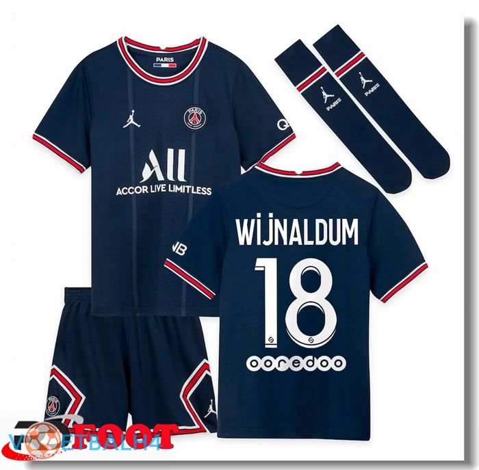 Paris Saint Germain (WIJNALDUM 18) kinderen thuis jersey blauw 2021/2022