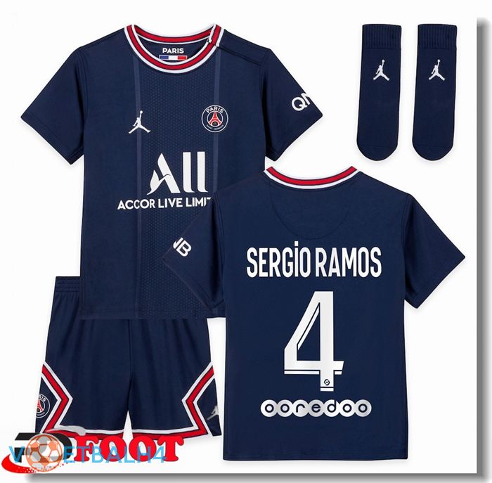 Paris Saint Germain (SERGIO RAMOS 4) kinderen thuis jersey blauw 2021/2022