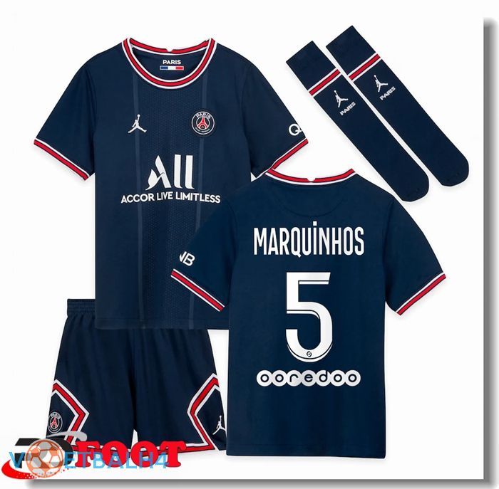 Paris Saint Germain (Marquinhos 5) kinderen thuis jersey blauw 2021/2022