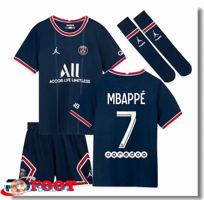 Paris Saint Germain (MBAPPE 7) kinderen thuis jersey blauw 2021/2022