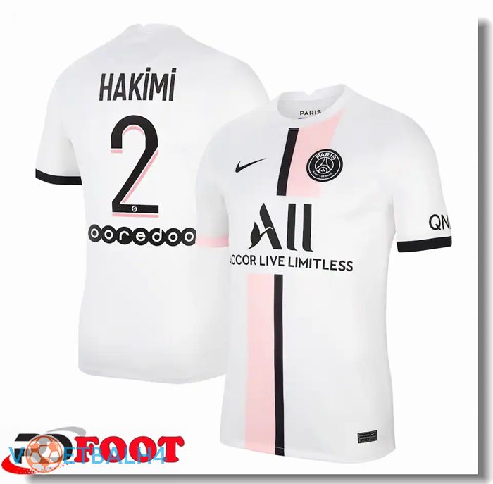 Paris Saint Germain (Hakimi 2) uit jersey wit 2021/2022