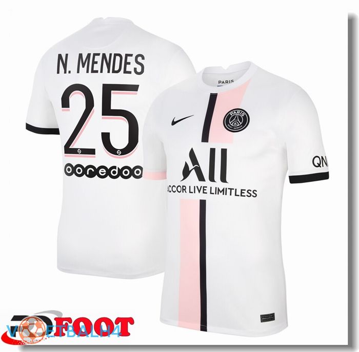 Paris Saint Germain (N.Mendes 25) uit jersey wit 2021/2022