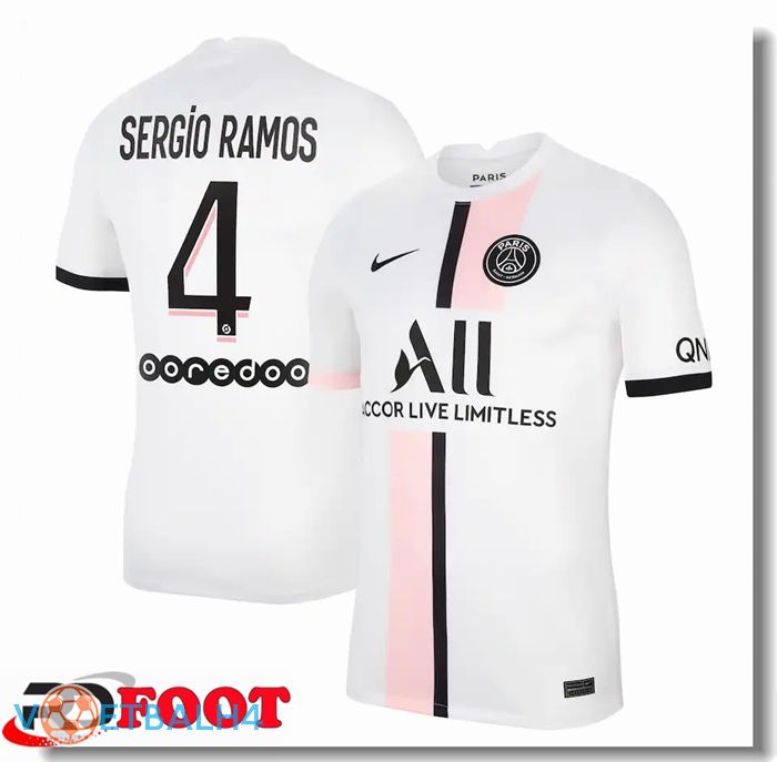 Paris Saint Germain (SERGIO RAMOS 4) uit jersey wit 2021/2022