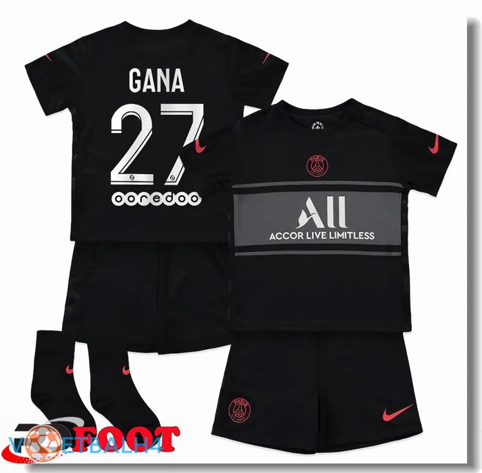 Paris Saint Germain (Gana 27) kinderen derde jersey zwart 2021/2022