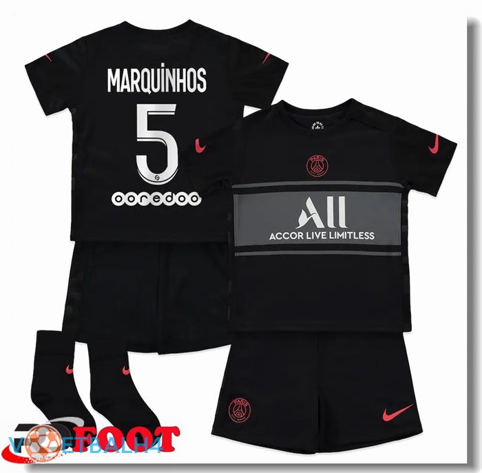 Paris Saint Germain (Marquinhos 5) kinderen derde jersey zwart 2021/2022