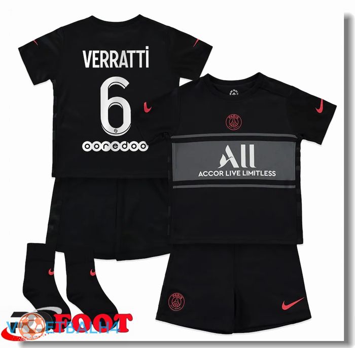 Paris Saint Germain (VERRATTI 6) kinderen derde jersey zwart 2021/2022