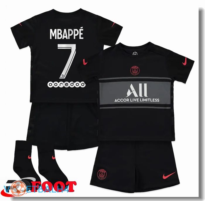 Paris Saint Germain (MBAPPE 7) kinderen derde jersey zwart 2021/2022