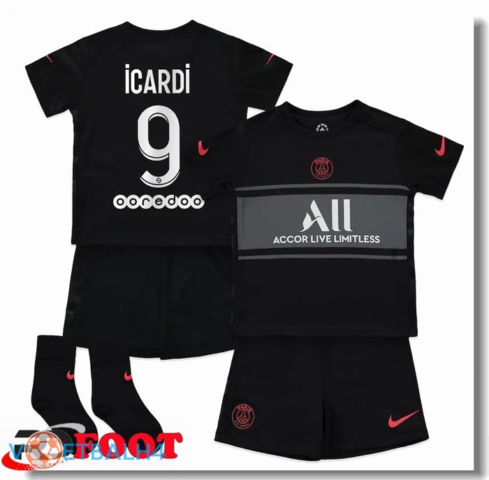 Paris Saint Germain (ICARDI 9) kinderen derde jersey zwart 2021/2022