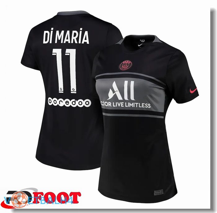 Paris Saint Germain（Di Maria 11）Dames derde jersey zwart 2021/2022