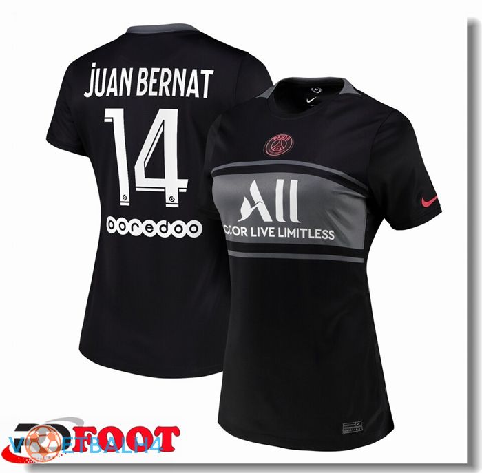 Paris Saint Germain（Juan Bernat 14）Dames derde jersey zwart 2021/2022