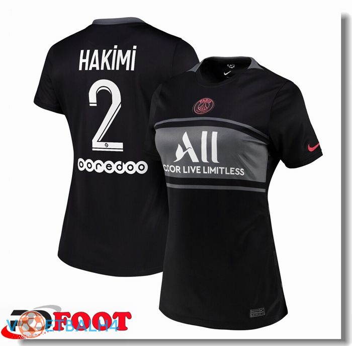 Paris Saint Germain（Hakimi 2）Dames derde jersey zwart 2021/2022