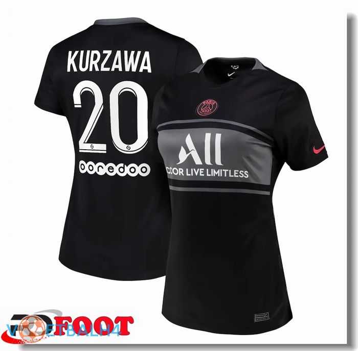 Paris Saint Germain（Kurzawa 20）Dames derde jersey zwart 2021/2022