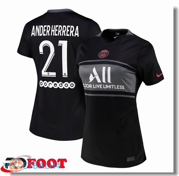 Paris Saint Germain（Ander Herrera 21）Dames derde jersey zwart 2021/2022