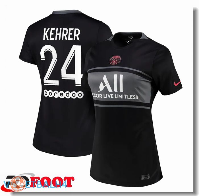 Paris Saint Germain（Kehrer 24）Dames derde jersey zwart 2021/2022