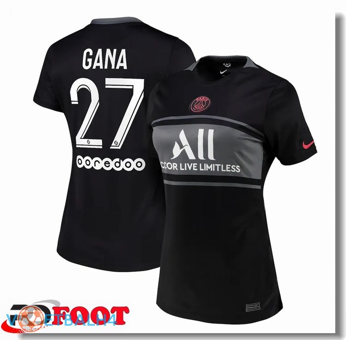 Paris Saint Germain（Gana 27）Dames derde jersey zwart 2021/2022