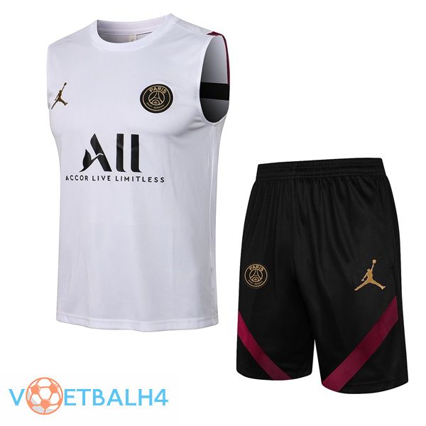 Paris PSG Jordan voetbal Vest + korte broek wit 2021/2022