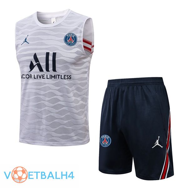 Paris PSG Jordan voetbal Vest + korte broek wit 2021/2022