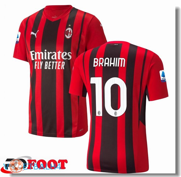 AC Milan（BRAHIM 10）thuis jersey rood/zwart 2021/2022