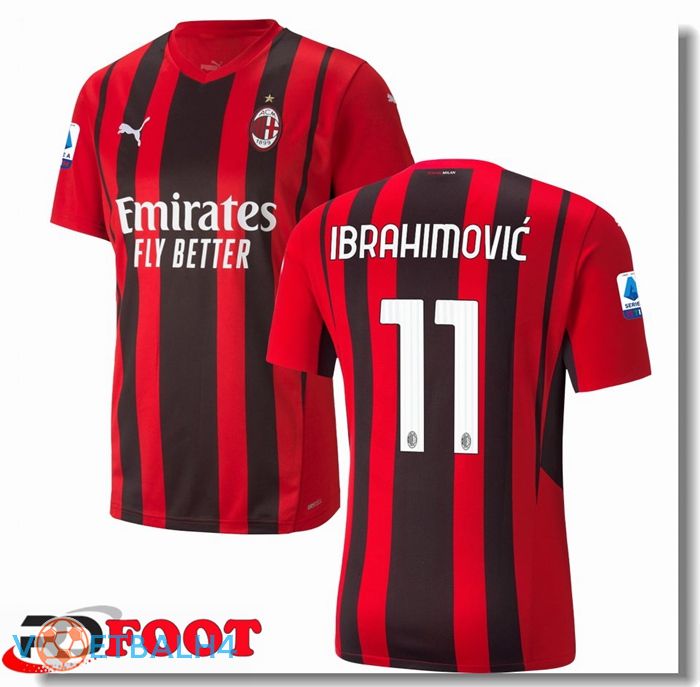 AC Milan（IBRAHIMOVIC 11）thuis jersey rood/zwart 2021/2022